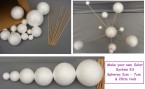 make your own solar system model ~ 14 mixed polystyrene balls 2cm - 7cm & rods